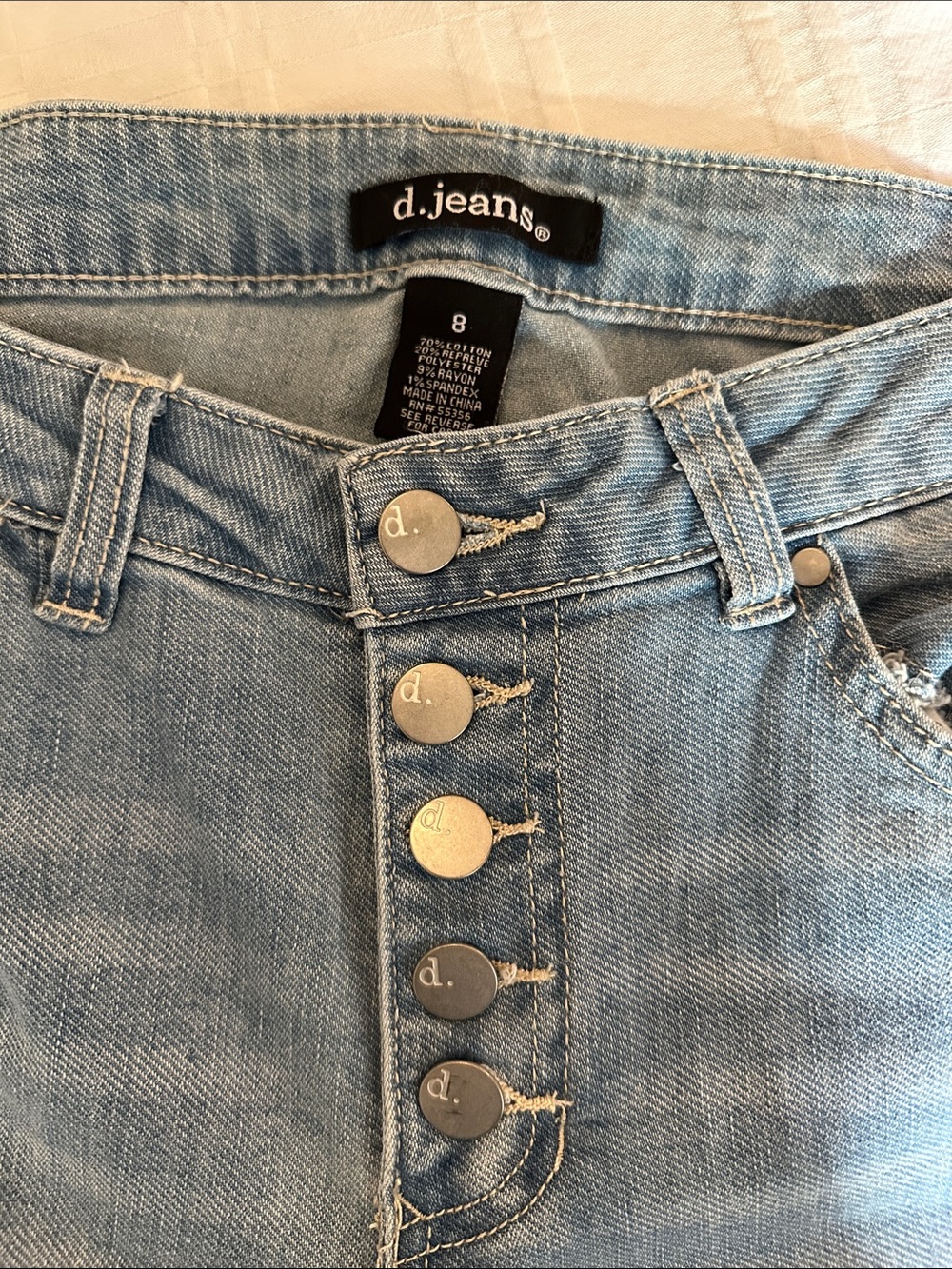 d. jeans Mid-Rise Light Blue Button-Fly Straight Leg Jeans - Picture 3 of 4